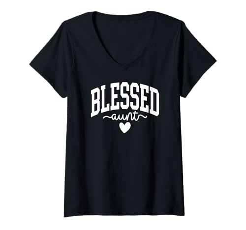 Damen Gesegnete Tante ist zu gesegnet, um gestresst zu Werden Positive Stimmung T-Shirt mit V-Ausschnitt von Grateful Vibes Christian Faith Spiritual Gifts