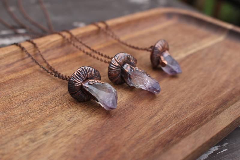 Amethyst Pilz Kristall Halskette, Elektrogeformter Schmuck, Boho Hippie Rohkristall Schmuck Amethyst Pilz Kristall Halskette, Elektrogeformter Schmuck, Boho Hippie Rohkristall Schmuck von GratefullyDreaming