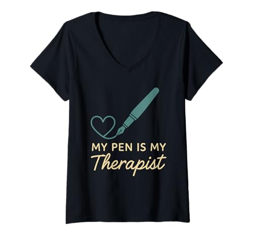 Damen Achtsamkeitsjournaling Selbstfürsorge Mentale Wellness-Therapie T-Shirt mit V-Ausschnitt Damen Achtsamkeitsjournaling Selbstfürsorge Mentale Wellness-Therapie T-Shirt mit V-Ausschnitt von Gratitude Practice Journal Lover Emotional Gift