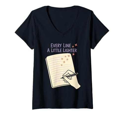 Damen Achtsamkeitsjournaling Selbstfürsorge Mentale Wellness-Therapie T-Shirt mit V-Ausschnitt Damen Achtsamkeitsjournaling Selbstfürsorge Mentale Wellness-Therapie T-Shirt mit V-Ausschnitt von Gratitude Practice Journal Lover Emotional Gift