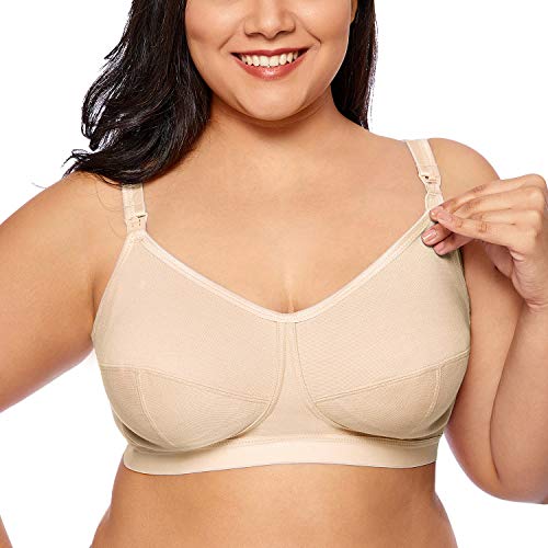 Gratlin Damen Still BH Große Brüste Ohne Bügel Baumwolle Schwangerschafts BHS Beige 90G von Gratlin