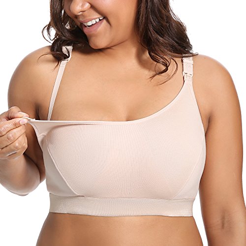 Gratlin Damen Stütz Sport Still BH Große Brüste Baumwolle Racerback Schwangerschafts BHS Beige XXL von Gratlin