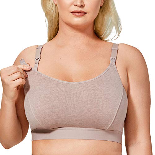 Gratlin Damen Stütz Sport Still BH Große Brüste Baumwolle Racerback Schwangerschafts BHS Cameo Grey 3XL von Gratlin