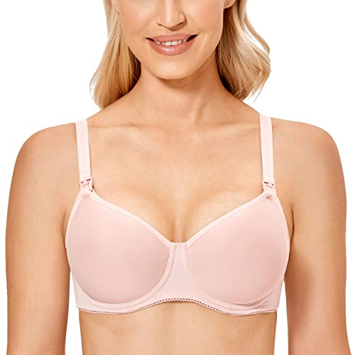 Gratlin Damen Bügel Still BH - Clip Down Cups Maternity Schwangerschafts Still- BH Nacktes Rosa # 2 90D von Gratlin