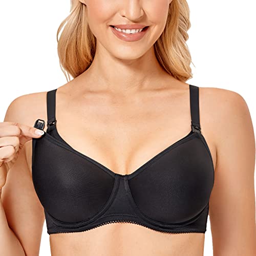 Gratlin Damen Still BH mit Bügel Gepolstert Schwangerschafts BHS Umstands Stütz BH Komfort Clip Down Cups Schwarz # 2 90G von Gratlin