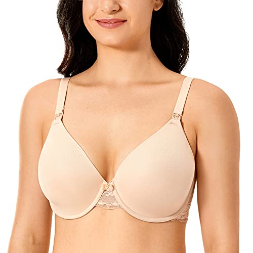 Gratlin Damen Still BH mit Bügel Gepolstert Schwangerschafts BHS Umstands BH Stütz Gemoldete Cups Beige 75B von Gratlin