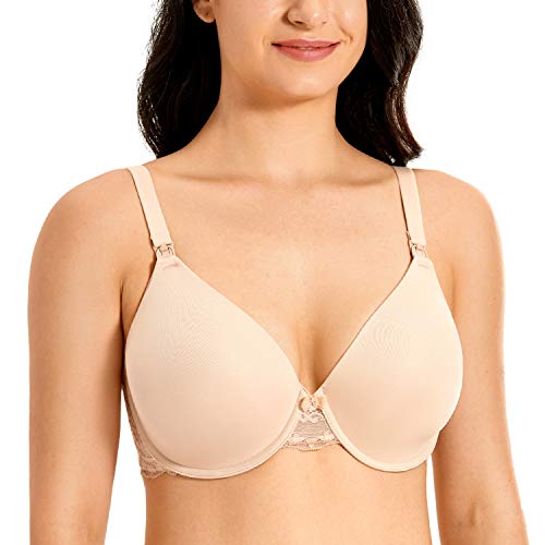 Gratlin Damen Still BH mit Bügel Gepolstert Schwangerschafts BHS Umstands BH Stütz Gemoldete Cups Beige 80B von Gratlin