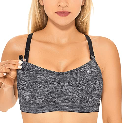 Gratlin Damen Sports Still BH Vollschalen Clip Down Schwangerschafts BH Charcoal Heather L von Gratlin