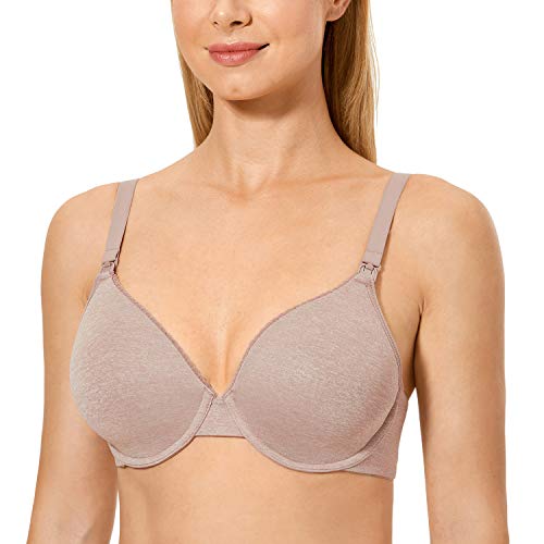 Gratlin Damen Still BH mit Bügel Gepolstert Schwangerschafts BHS Stütz Umstands BH Komfort Vollschalen Cups Cameo Heather 90G von Gratlin