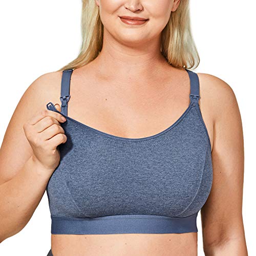 Gratlin Damen Stütz Sport Still BH Große Brüste Baumwolle Racerback Schwangerschafts BHS Blauer Nebel Grau XL von Gratlin