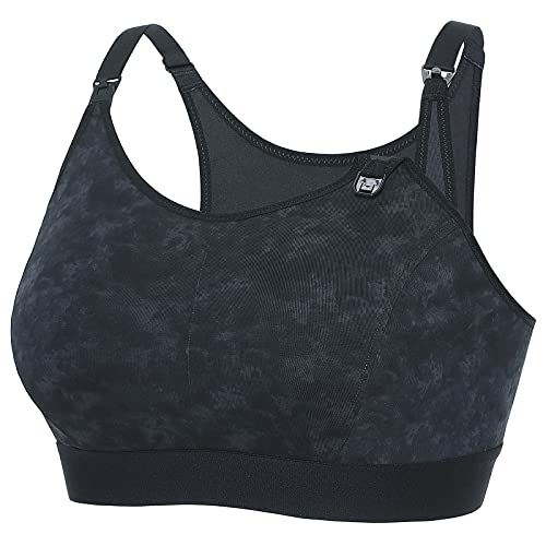 Gratlin Damen Stütz Sport Still BH Große Brüste Baumwolle Racerback Schwangerschafts BHS Rauch füllt die Luft (Dunkelgrau) 4XL von Gratlin