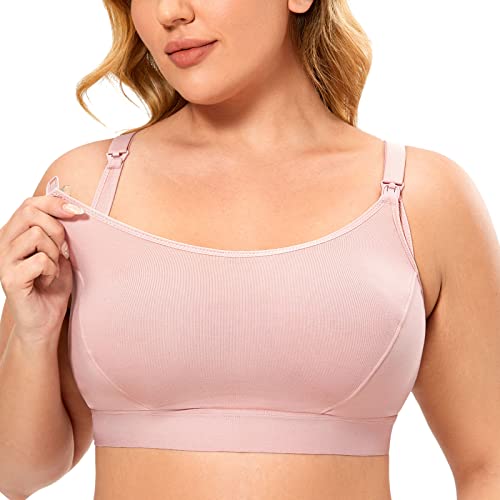 Gratlin Damen Stütz Sport Still BH Große Brüste Baumwolle Racerback Schwangerschafts BHS Rose rauchte 4XL von Gratlin