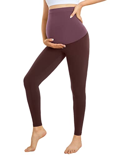 Gratlin Damen Umstandsleggings über Dem Bauch Yogahose Leggings Schwangerschaft Weich Taupe 40 von Gratlin