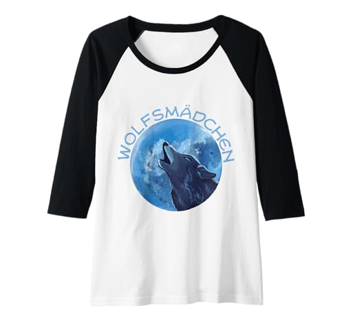 Damen Wolfsmädchen Vollmond Heuldender Wolf Girl Frau Raglan Damen Wolfsmädchen Vollmond Heuldender Wolf Girl Frau Raglan von Graue Wölfe heulen in der Vollmondnacht