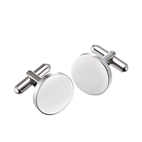 Mondgold Runde Manschettenknöpfe aus Edelstahl, Inklusive Geschenkbox, Anzug Accessoires, Herren Schmuck von Gravado