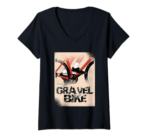 Damen Gravel Bike Cyclocross Gelände Fahrrad Rennrad Radsport T-Shirt mit V-Ausschnitt Damen Gravel Bike Cyclocross Gelände Fahrrad Rennrad Radsport T-Shirt mit V-Ausschnitt von Gravel Bike & Cyclocross Collection