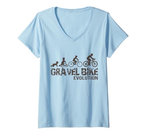 Damen Gravel Bike Evolution Fahrrad Radsport Radfahrer T-Shirt mit V-Ausschnitt Damen Gravel Bike Evolution Fahrrad Radsport Radfahrer T-Shirt mit V-Ausschnitt von Gravel Bike & Cyclocross Collection