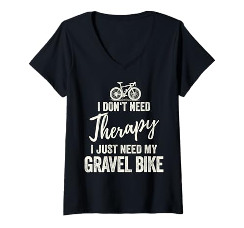 Damen Gravel Bike Therapie Gravelbike T-Shirt mit V-Ausschnitt Damen Gravel Bike Therapie Gravelbike T-Shirt mit V-Ausschnitt von Gravel Bike & Cyclocross Collection