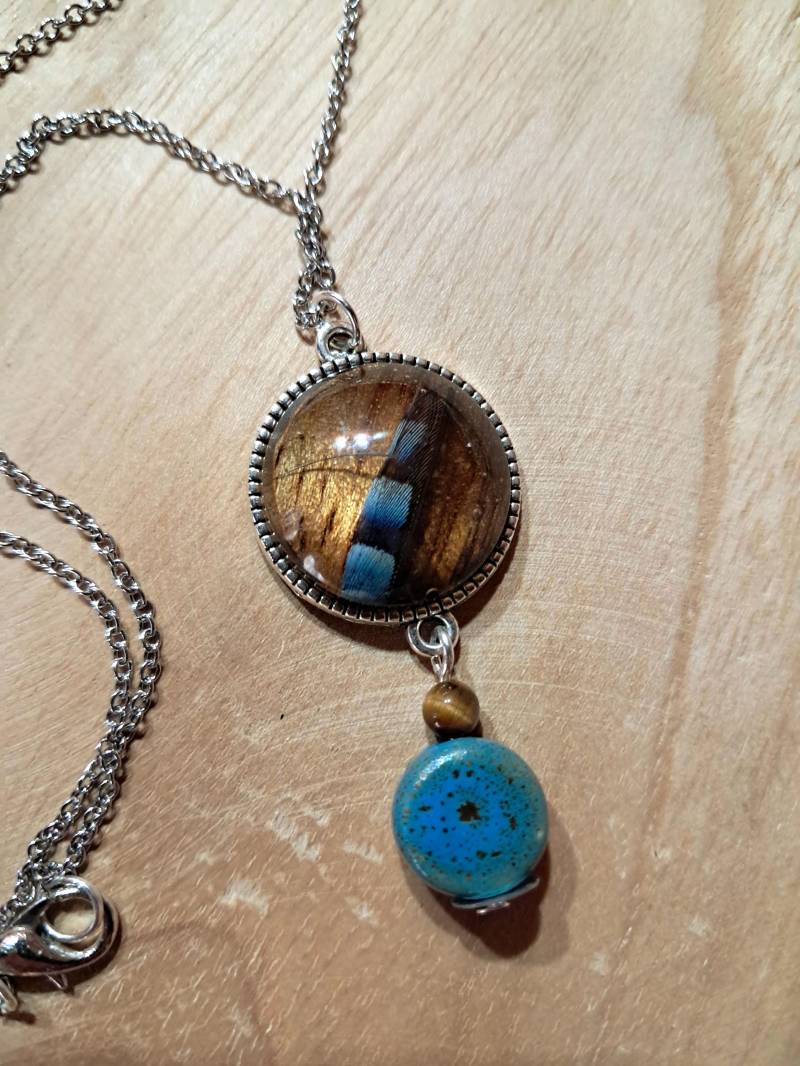 Eichelhäher Naturschmuck, Handgemacht; Feder Blau, Kette & Anhänger; Natur Naturmaterial, Geschenkidee Naturfreund Vogel Wald Holz von GravesArts