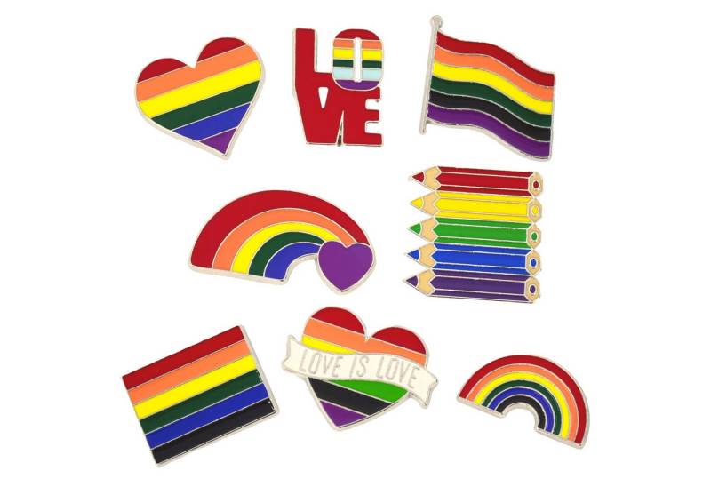 Gravidus Broschen Set Pride 8er Set Metall-Anstecker verschiedene Designs mit Regenbogen von Gravidus