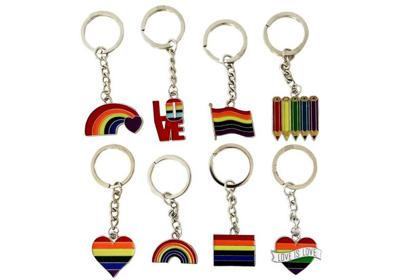 Gravidus Schlüsselanhänger Set Pride 8er Set Metall-Schlüsselanhänger verschiedene Designs Regenbogen von Gravidus