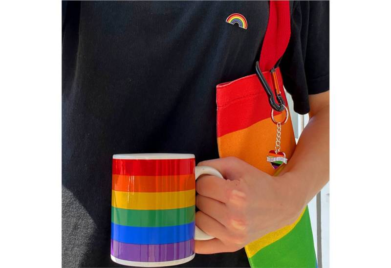 Gravidus Schlüsselanhänger Set Pride Set 18-teilig- Tasse, Jutebeutel, Schlüsselanhängern & Anstecker von Gravidus