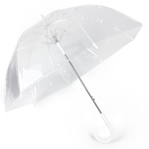 Gravidus Stockschirm Regenschirm Regen- und Wetterschutz in transparent Automatik aus hochwertigem Kunststoff POE & Fiberglas robust und stabil von Gravidus