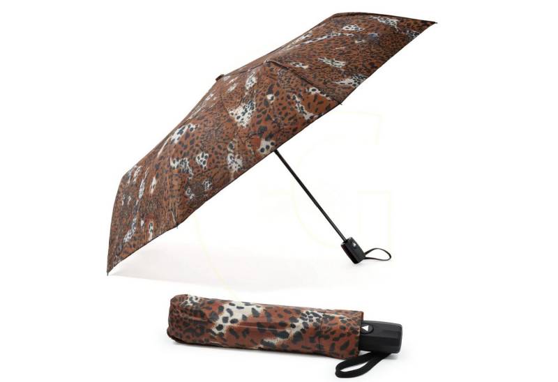 Gravidus Taschenregenschirm Taschenschirm Tigermuster Automatik Polyester 100cm Ø 8 Streben von Gravidus