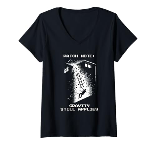 Damen Patch-Hinweis: Schwerkraft gilt immer noch | Pixel-Arbeitsmodus T-Shirt mit V-Ausschnitt Damen Patch-Hinweis: Schwerkraft gilt immer noch | Pixel-Arbeitsmodus T-Shirt mit V-Ausschnitt von Gravity Check Pixel Designs