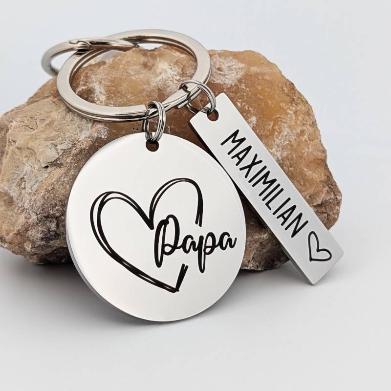 Papa Herz - Personalisiertes Geschenk Für Schlüsselanhänger Mit Gravur Namen Vatertags- Oder Geburtstagsgeschenk Edelstahl von Gravur19