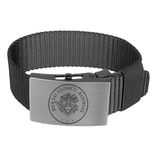 GravurManufakturBerlin Hosengürtel Steinmetz Handwerk Zunftzeichen Nylongürtel 4 cm breit Einheitslänge kürzbar von GravurManufakturBerlin