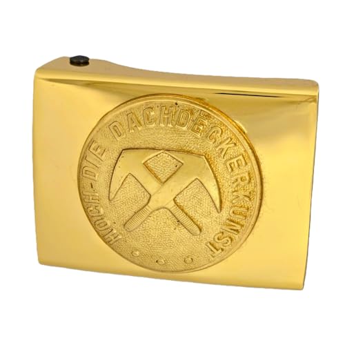 GravurManufakturBerlin Koppelschnalle Dachdecker Dachklempner Handwerk Zunftzeichen Alt-Meister Koppelschloss (Golden) von GravurManufakturBerlin