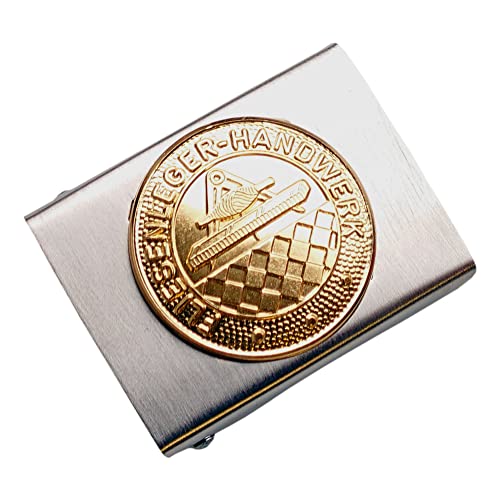 GravurManufakturBerlin Koppelschnalle Fliesenleger Handwerk Zunftzeichen Geselle Koppelschloss (Silbern-Golden) von GravurManufakturBerlin