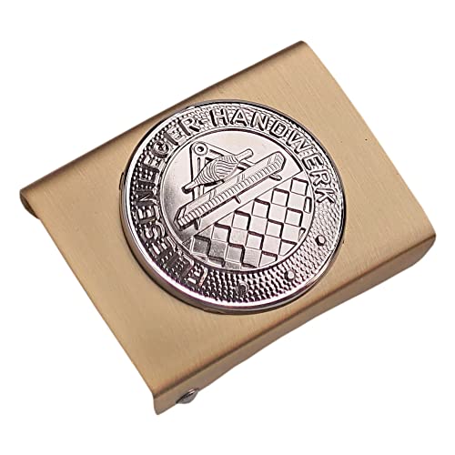 GravurManufakturBerlin Koppelschnalle Fliesenleger Handwerk Zunftzeichen Meister Koppelschloss (Golden-Silbern) von GravurManufakturBerlin