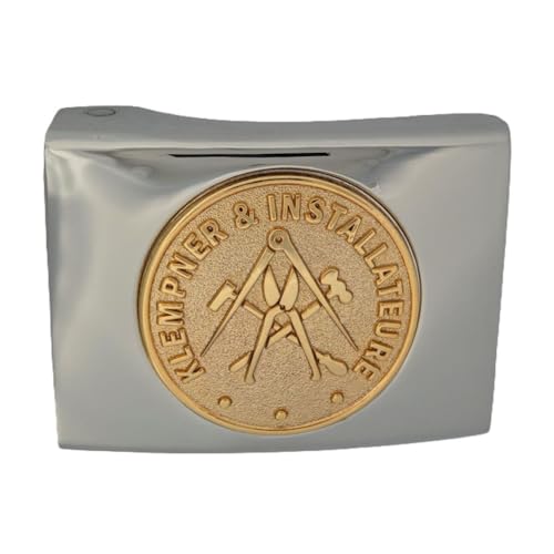 GravurManufakturBerlin Koppelschnalle Klempner Installateure Handwerk Zunftzeichen Geselle Koppelschloss (Silbern-Golden) von GravurManufakturBerlin