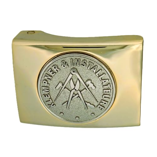 GravurManufakturBerlin Koppelschnalle Klempner Installateure Handwerk Zunftzeichen Meister Koppelschloss (Golden-Silbern) von GravurManufakturBerlin