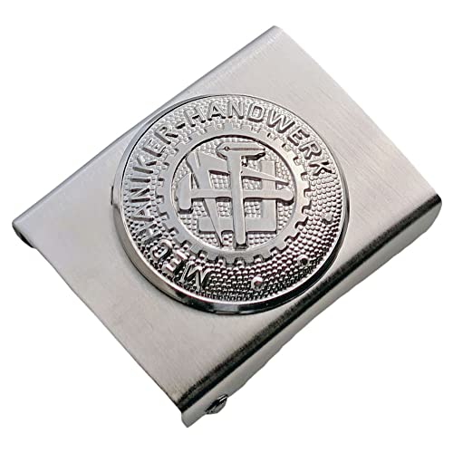 GravurManufakturBerlin Koppelschnalle Mechaniker Handwerk Zunftzeichen Lehrling Azubi Koppelschloss (Silbern) von GravurManufakturBerlin