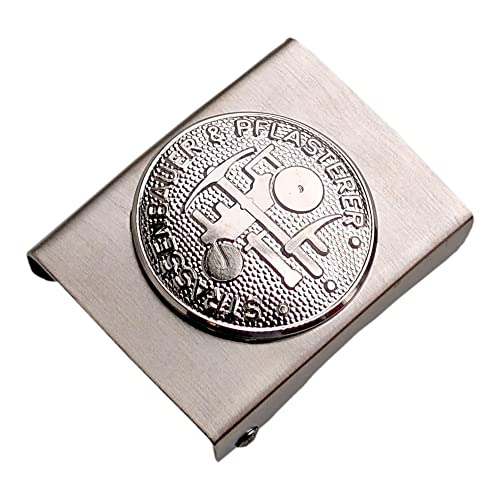 GravurManufakturBerlin Koppelschnalle Straßenbauer Pflasterer Handwerk Zunftzeichen Lehrling Azubi Koppelschloss (Silbern) von GravurManufakturBerlin