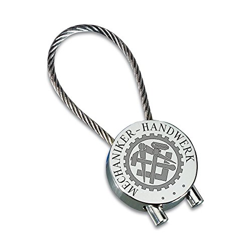 GravurManufakturBerlin Schlüsselanhänger Mechaniker Handwerk Zunft Logo silbern von GravurManufakturBerlin