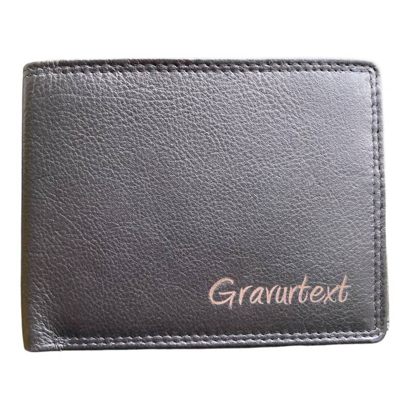 Geldbörse Im Querformat in Schwarz Mit Gravur Auf Dem Leder, Personalisiertes Portmonnaie von GravurVerschenkenDe