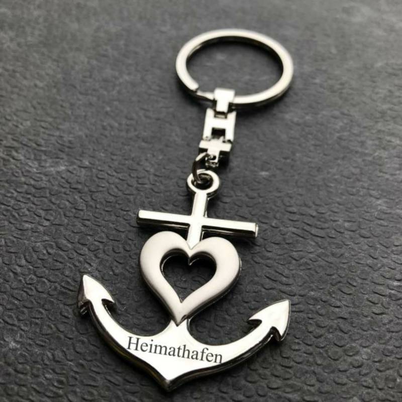 Schlüsselanhänger Anker Mit Herz Und Ihrer Gravur von GravurVerschenkenDe