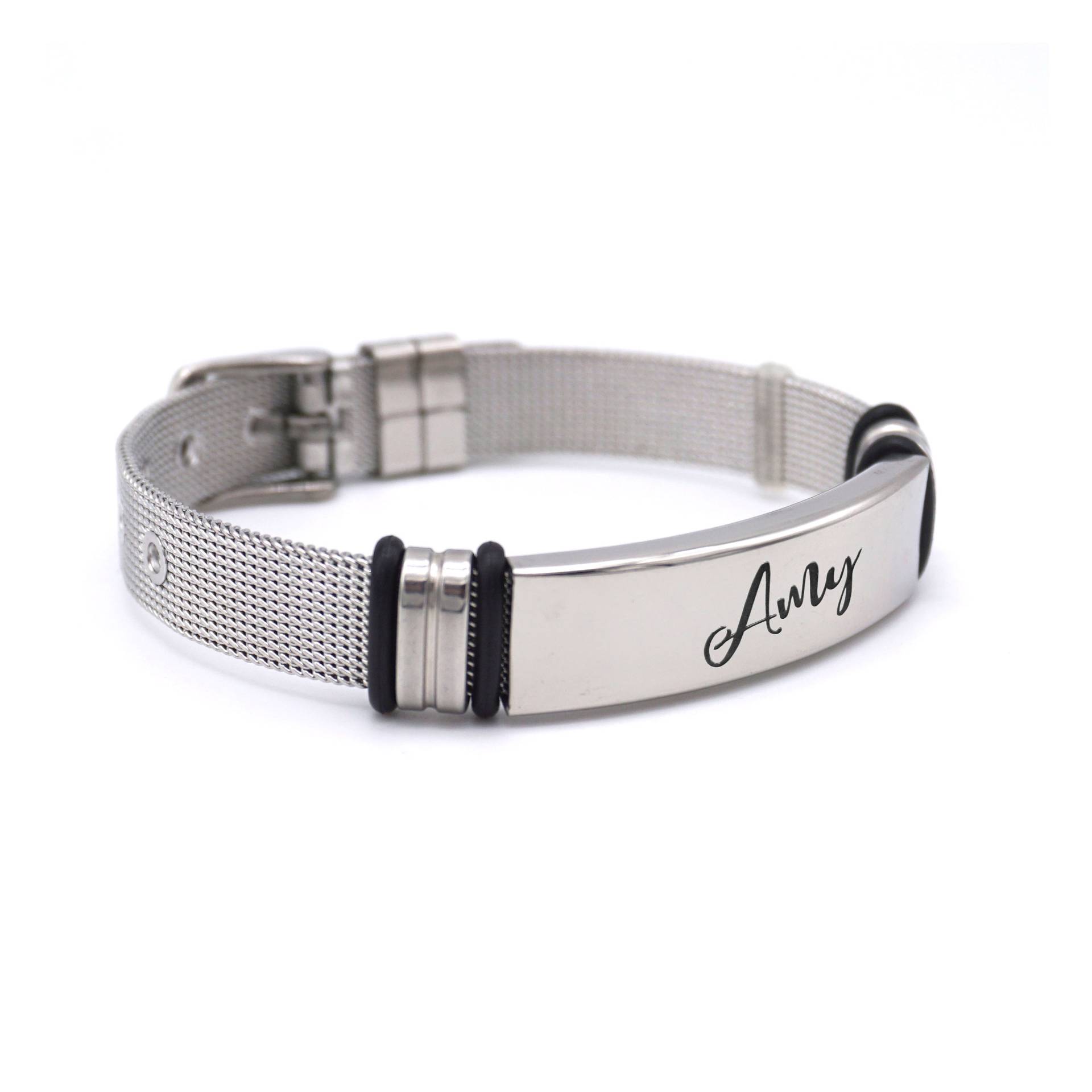 Armband Mit Persönlicher Beschriftung - Größenverstellbar Edelstahl Lasergravur Armband Mit Persönlicher Beschriftung - Größenverstellbar Edelstahl Lasergravur von GravurenKing