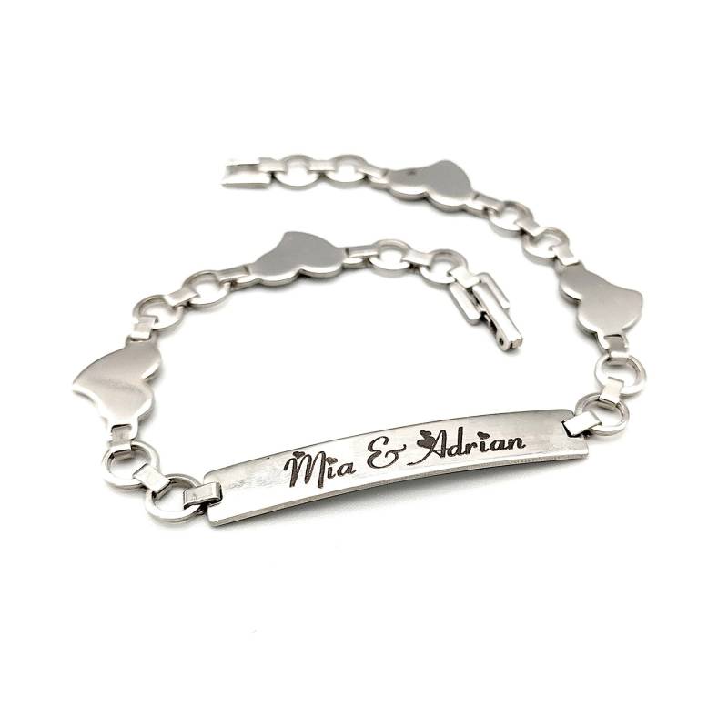 Damenarmband Mit Individuellem Text - Herz Armband Aus Edelstahl Damenarmband Mit Individuellem Text - Herz Armband Aus Edelstahl von GravurenKing