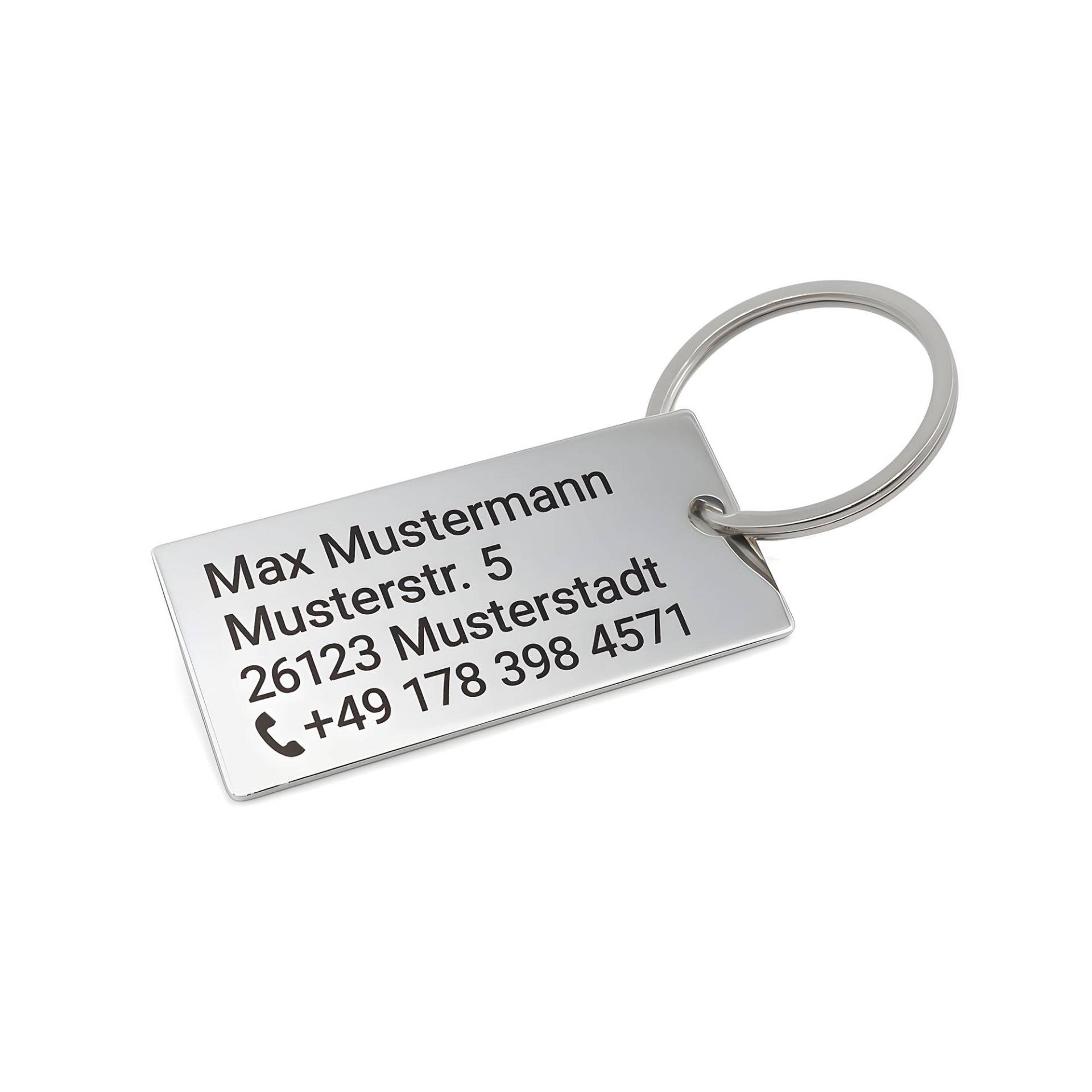 Edelstahl Schlüsselanhänger Mit Adresse/Telefonnummer Kontaktdaten - Persönliche Gravur Beschriftung Edelstahl Schlüsselanhänger Mit Adresse/Telefonnummer Kontaktdaten - Persönliche Gravur Beschriftung von GravurenKing