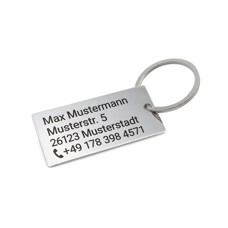 Edelstahl Schlüsselanhänger Mit Adresse/Telefonnummer Kontaktdaten - Persönliche Gravur Beschriftung Edelstahl Schlüsselanhänger Mit Adresse/Telefonnummer Kontaktdaten - Persönliche Gravur Beschriftung von GravurenKing