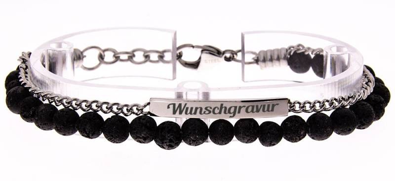 Armband Edelstahl Lavastein Mit Gravur von Gravurspezialist