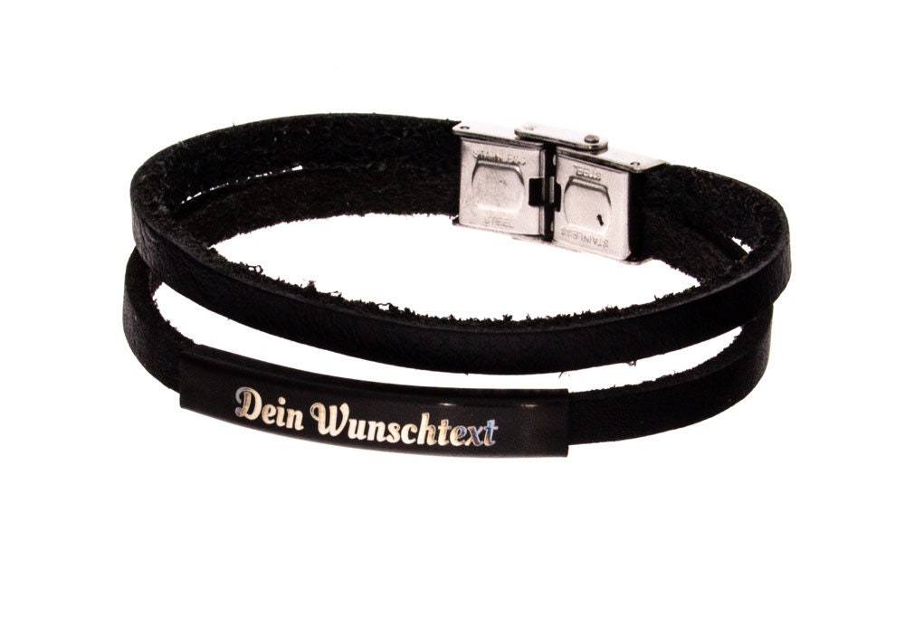Doppel-Armband Leder Schwarz Mit Gravur Doppel-Armband Leder Schwarz Mit Gravur von Gravurspezialist