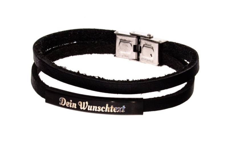 Doppel-Armband Leder Schwarz Mit Gravur Doppel-Armband Leder Schwarz Mit Gravur von Gravurspezialist