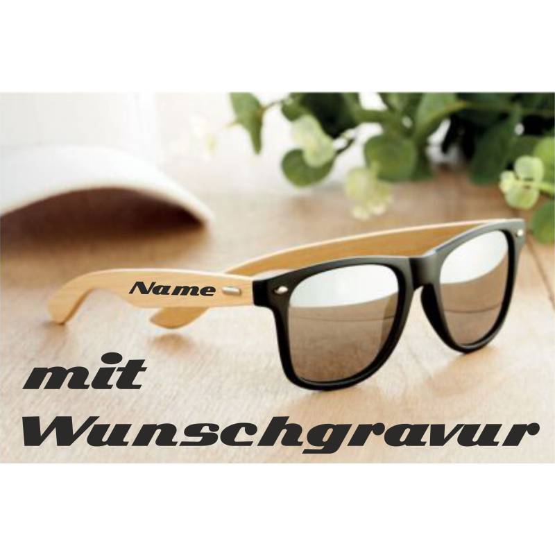 Sonnenbrille Mit Wunschgravur Bügeln Aus Bambus Sonnenbrille Mit Wunschgravur Bügeln Aus Bambus von Gravurstuff
