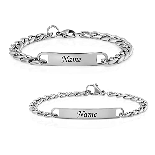 Armbander mit Gravur | Personalisiertes Armband für Paare | Armband mit Gravur | Pärchenarmband | Namensarmband | Silberarmband für Herren & Damen von Gravurtastisch